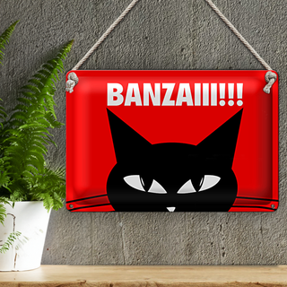 Blechschild Spruch 30x20cm Katze Banzaiii!!!