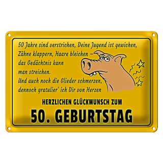 Blechschild Spruch 30x20cm Glückwunsch zum 50 Geburtstag