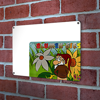 Blechschild Spruch 30x20cm Blumen giessen nicht vergessen