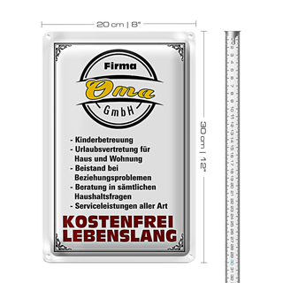 Blechschild Spruch 20x30cm Firma Oma GmbH kostenfrei