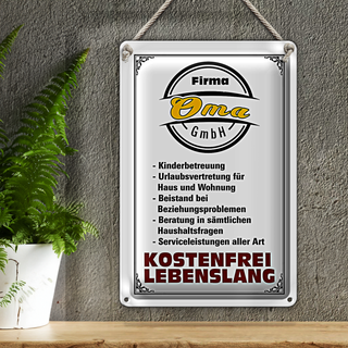 Blechschild Spruch 20x30cm Firma Oma GmbH kostenfrei