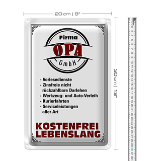 Blechschild Spruch 20x30cm Firma Opa GmbH kostenfrei