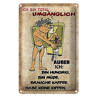 Blechschild Spruch 20x30cm bin total umgänglich außer