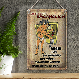 Blechschild Spruch 20x30cm bin total umgänglich außer
