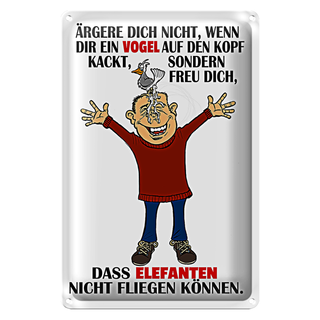 Blechschild Spruch 20x30cm ärgere dich nicht wenn ein Vogel