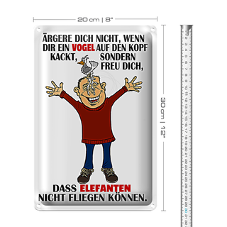 Blechschild Spruch 20x30cm ärgere dich nicht wenn ein Vogel