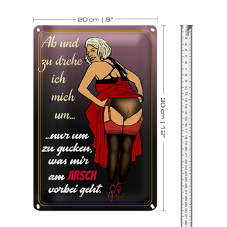 Blechschild Pinup 20x30cm ab und zu drehe ich mich um Arsch