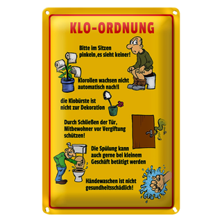 Blechschild Hinweis 20x30cm Klo Ordnung Wandschild