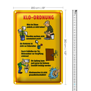 Blechschild Hinweis 20x30cm Klo Ordnung Wandschild