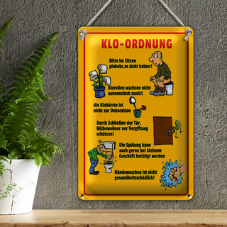 Blechschild Hinweis 20x30cm Klo Ordnung Wandschild