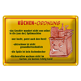 Blechschild Hinweis 30x20cm Küchen Ordnung Geschirr Spüle