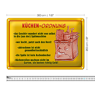 Blechschild Hinweis 30x20cm Küchen Ordnung Geschirr Spüle