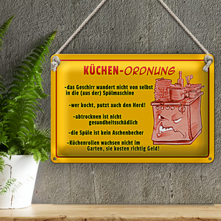 Blechschild Hinweis 30x20cm Küchen Ordnung Geschirr Spüle