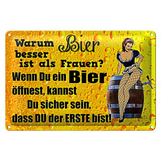 Blechschild Pinup 30x20cm Warum Bier besser ist als Frauen
