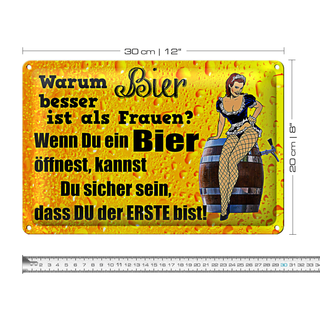 Blechschild Pinup 30x20cm Warum Bier besser ist als Frauen