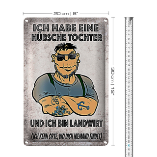 Blechschild Spruch 20x30cm ich habe eine hübsche Tochter