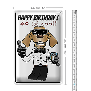 Blechschild Spruch 20x30cm Happy Birthday 40 is cool