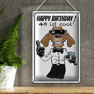 Blechschild Spruch 20x30cm Happy Birthday 40 is cool