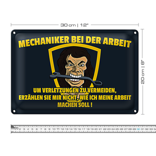 Blechschild Spruch 30x20cm Mechaniker bei der Arbeit