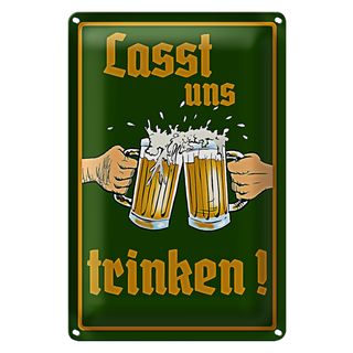 Blechschild 20x30cm Bier lasst uns trinken Gläser