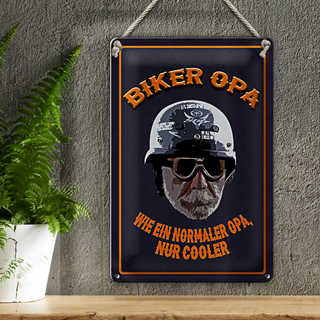 Blechschild Spruch 20x30cm Biker Opa wie ein normaler Opa