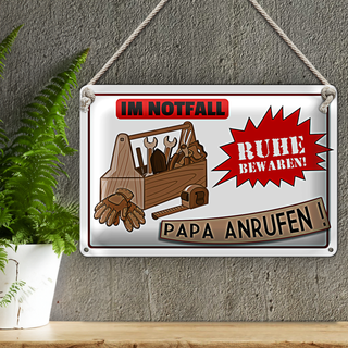 Blechschild Spruch 30x20cm Im Notfall Ruhe Papa anrufen