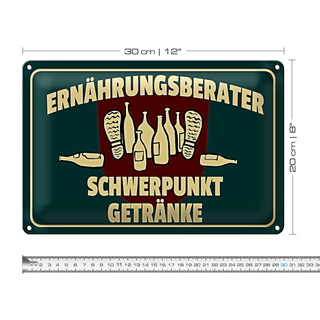 Blechschild Spruch 30x20cm Ernährungsberater Getränke