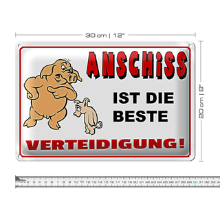 Blechschild Spruch 30x20cm Anschiss ist beste Verteidigung