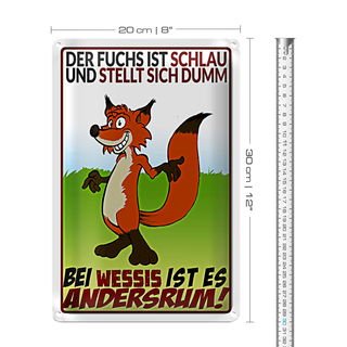 Blechschild Spruch 20x30cm der Fuchs ist schlau