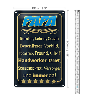 Blechschild Spruch 20x30cm Papa Berater Lehrer Freund immer