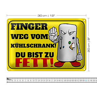 Blechschild Spruch 30x20cm Finger weg vom Kühlschrank du