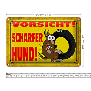 Blechschild Hinweis 30x20cm Vorsicht scharfer Hund