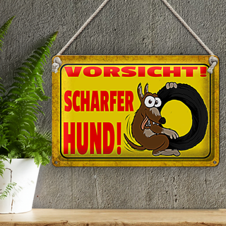 Blechschild Hinweis 30x20cm Vorsicht scharfer Hund