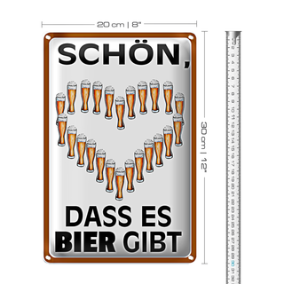 Blechschild Spruch 20x30cm schön dass es Bier gibt