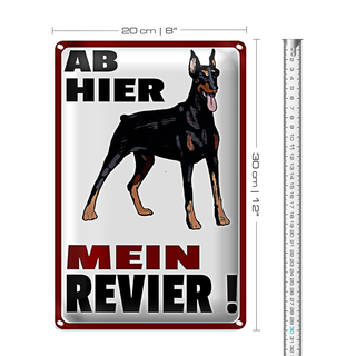 Blechschild Hinweis 20x30cm ab hier mein Revier Hund