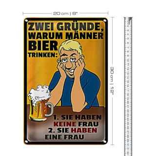 Blechschild Spruch 20x30cm Gründe warum Männer Bier trinken