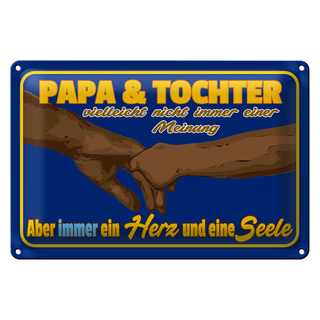 Blechschild Spruch 30x20cm Papa und Tochter ein Herz Seele