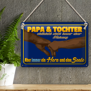 Blechschild Spruch 30x20cm Papa und Tochter ein Herz Seele