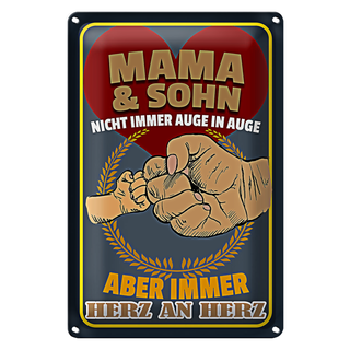 Blechschild Spruch 20x30cm Mama und Sohn immer Herz an Herz