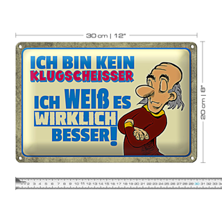 Blechschild Spruch 30x20cm bin kein Klugscheisser ich weß
