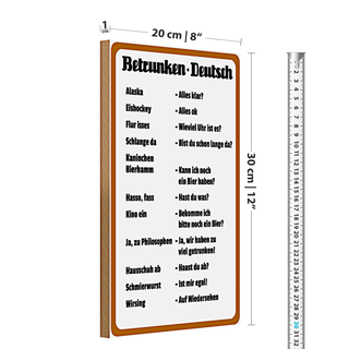 Holzschild Spruch 20x30cm Betrunken Deutsch