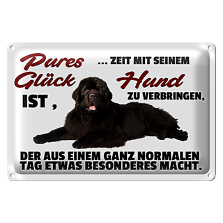 Blechschild Spruch 30x20cm pures Glück ist Zeit mit Hund
