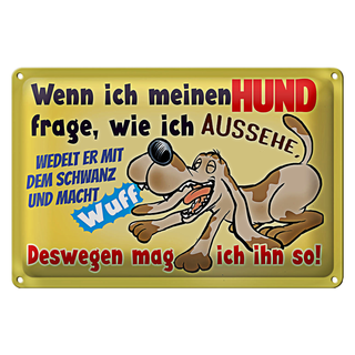 Blechschild Spruch 30x20cm wenn ich meinen Hund frage