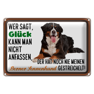 Blechschild Spruch 30x20cm wer sagt Glück Berner Sennenhund
