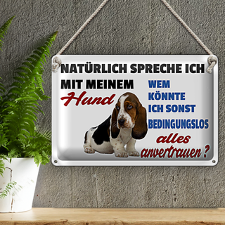 Blechschild Spruch 30x20cm natürlich spreche ich mit Hund