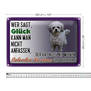 Blechschild Spruch 30x20cm Glück anfassen Bolonka Zwetna