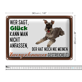 Blechschild Spruch 30x20cm Glück Zwergschnauzer gestreichelt