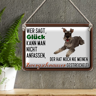Blechschild Spruch 30x20cm Glück Zwergschnauzer gestreichelt