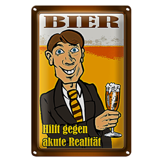 Blechschild 20x30cm Bier hilft gegen akute Realität