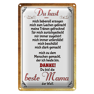 Blechschild Spruch 20x30cm Danke du bis die Beste Mama
